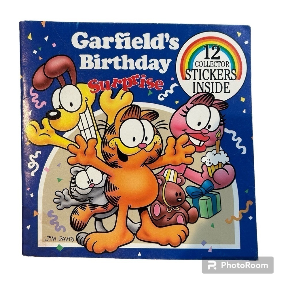 Garfield’s Birthday Surprise 12 Collector Stickers Jim David 1987 Bundle & Save